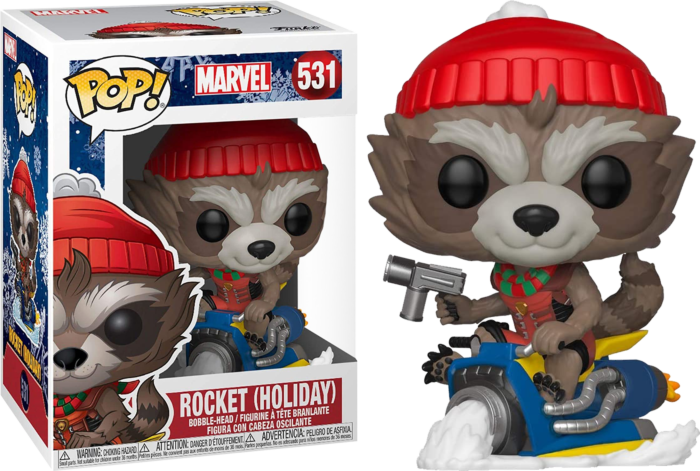 Funko Pop! Guardians Of The Galaxy - Rocket Raccoon on Snowmobile Christmas Holiday #531