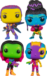 Funko Pop! Marvel: Blacklight - Shuri, Wasp, Gamora & Nebula Blacklight - Bundle (Set of 4) - Real Pop Mania