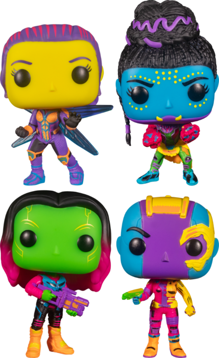 Funko Pop! Marvel: Blacklight - Shuri, Wasp, Gamora & Nebula Blacklight - Bundle (Set of 4) - Real Pop Mania
