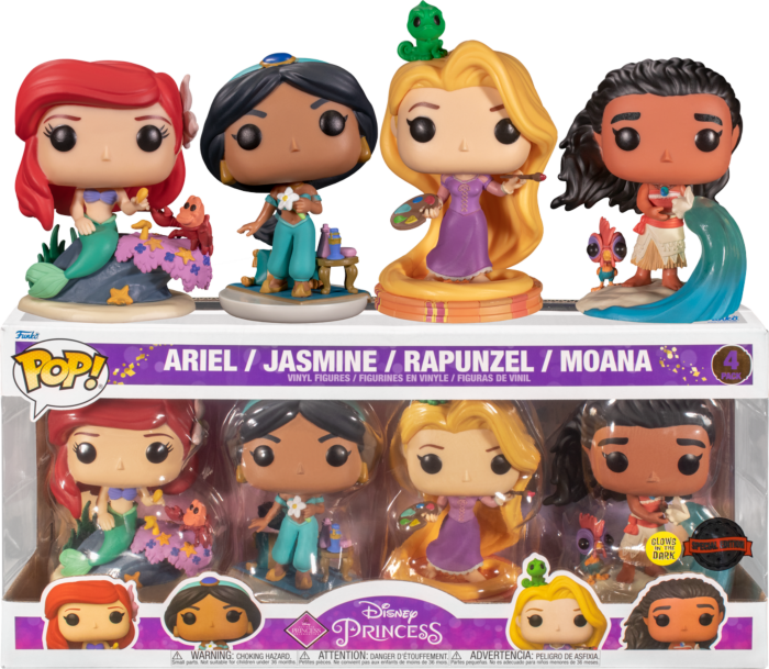 Funko Pop! Disney Princess - Ariel, Jasmine, Rapunzel & Moana Glow in