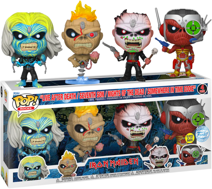 Funko Pop! Iron Maiden - Eddie Glow in the Dark - 4-Pack
