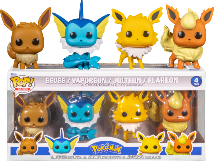 Funko Pop! Pokemon - Eevee, Vaporeon, Jolteon & Flareon - 4-Pack