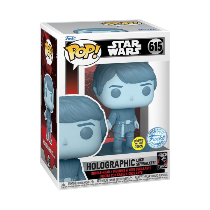 Funko Pop! Star Wars Episode VI: Return of the Jedi - Holographic Luke Skywalker 40th Anniversary Glow in the Dark #615