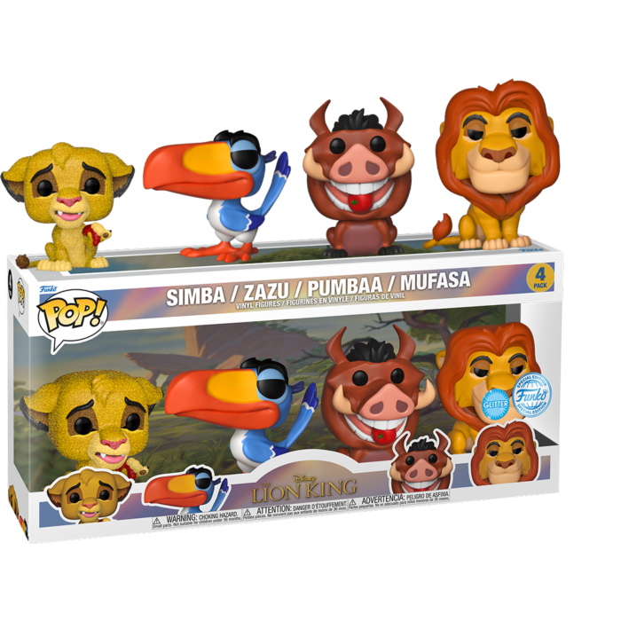 Funko Pop! The Lion King (1994) - Glitter Simba, Zazu, Pumbaa & Mufasa - 4-Pack