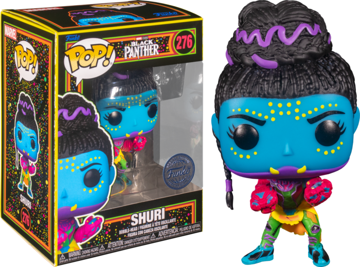 Funko Pop! Marvel: Blacklight - Shuri, Wasp, Gamora & Nebula Blacklight - Bundle (Set of 4) - Real Pop Mania