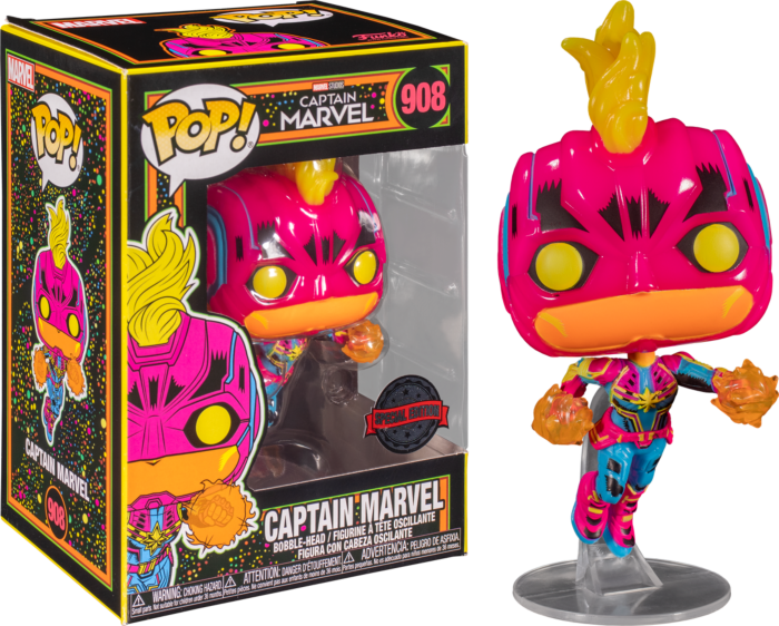 Funko Pop! Marvel: Blacklight - Thanos, Captain Marvel & Ant-Man Blacklight - Bundle (Set of 3) - Real Pop Mania