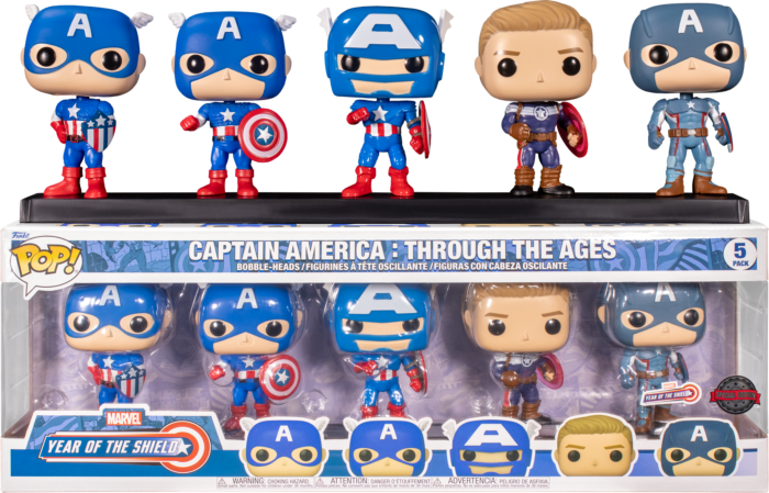 Funko Pop! Marvel: Year Of The Shield - Captain America Through the Ages - 5-Pack - Real Pop Mania