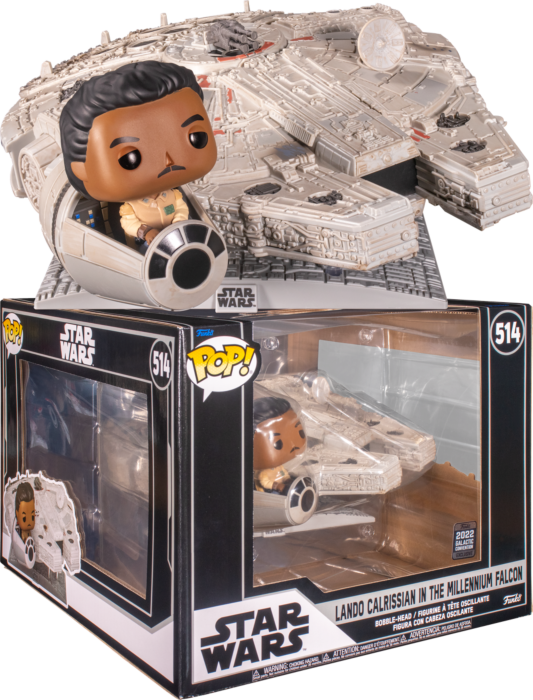 Funko Pop! Rides - Star Wars - Lando Calrissian with Millenium Falcon Deluxe #514 (2022 Galactic Convention Exclusive) - Real Pop Mania