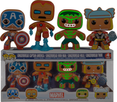Funko Pop! Marvel: Holiday - Gingerbread Captain America, Iron Man, Thor & Hulk Glow in the Dark - 4-Pack - Real Pop Mania