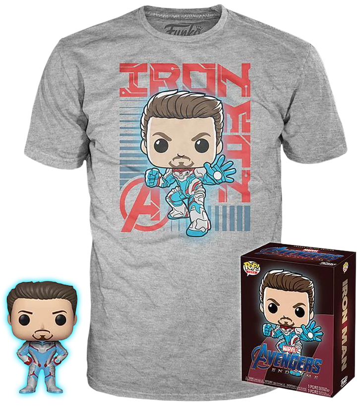 Funko - Avengers 4: Endgame - Iron Man Glow in the Dark - Vinyl Figure & T-Shirt Box Set - The Amazing Collectables