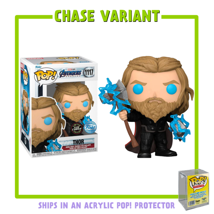 Funko Pop! Avengers 4: Endgame - Thor with Thunder Glow in the Dark in Acrylic with Pop! Protector #1117 (Chase Variant)