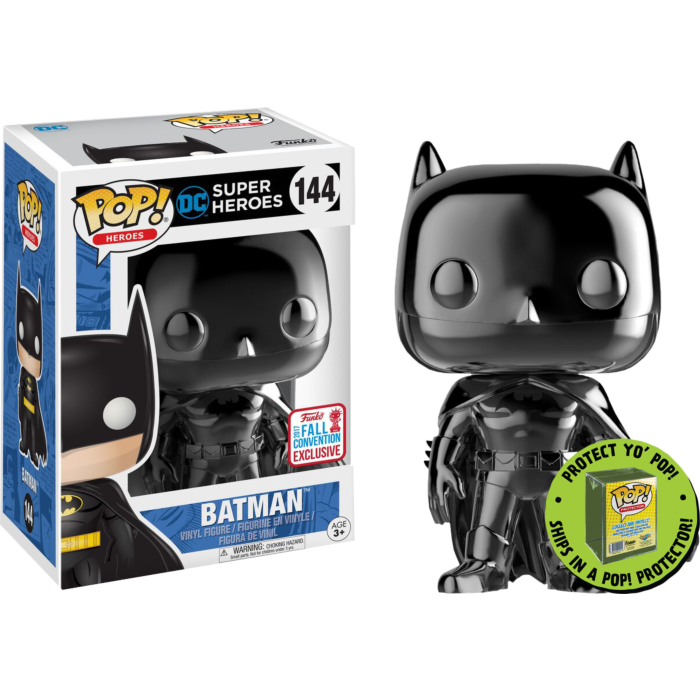 Funko Pop! Batman - Batman Black Chrome in Acrylic Pop! Protector #144 (2017 Fall Convention Exclusive)