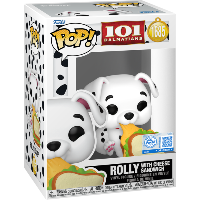 Funko Pop! 101 Dalmatians (1961) - Rolly with Cheese Sandwich in Acrylic Pop! Protector #1685 (Exclusive)