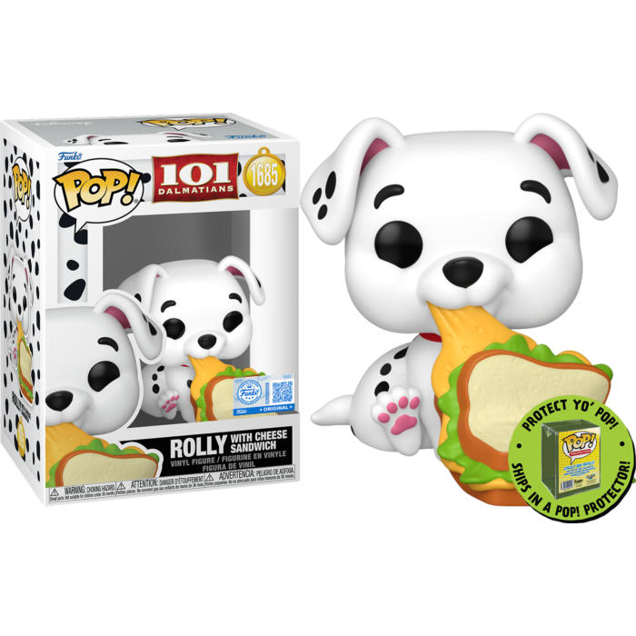 Funko Pop! 101 Dalmatians (1961) - Rolly with Cheese Sandwich in Acrylic Pop! Protector #1685 (Exclusive)
