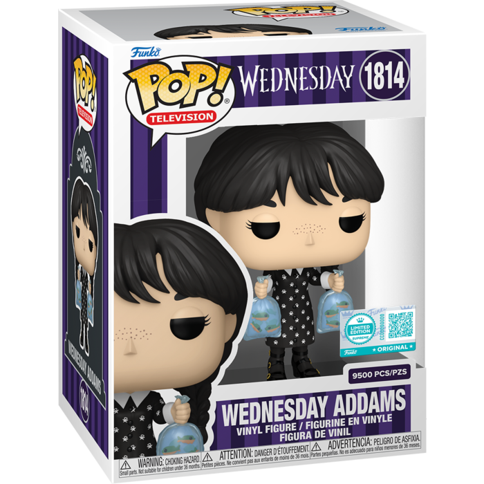 Funko Pop! Wednesday (2022) - Wednesday Addams with Piranhas Supreme with Pop! Protector #1814 - Limited Edition (+ Box of 9 Mystery Exclusive) - Real Pop Mania