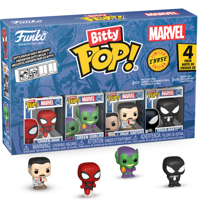 Funko Pop! Spider-Man - Spider-Man, Green Goblin, J. Jonah Jameson & Mystery Chase Bitty - 4 Pack
