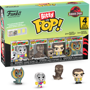 Funko Bitty Pop! Jurassic Park - Mr. DNA, Dilophosaurus Fossil, Dennis Nedry & Dilophosaurus - 4-Pack - Real Pop Mania