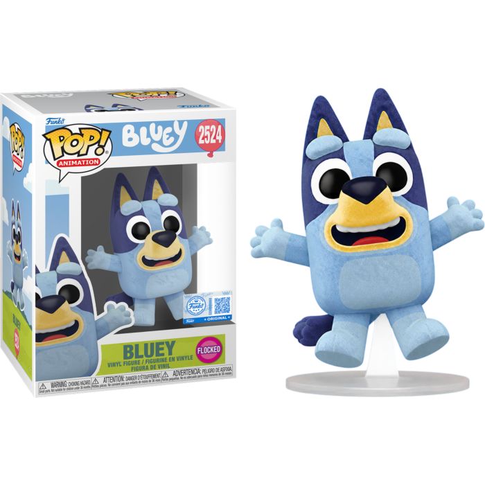 Funko Pop! Bluey - Bluey Jumping Flocked  #2524 (+ Box of 3 Mystery Exclusive)