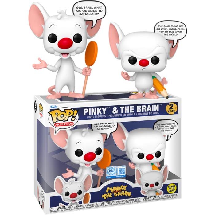 Funko Pop! Pinky and The Brain - Pinky & The Brain Pop Sayings Glow in the Dark - 2-Pack