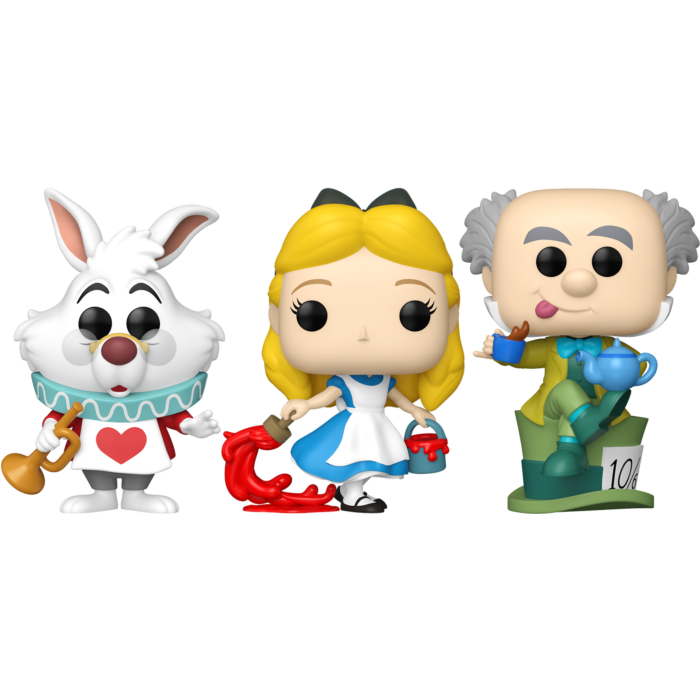 Funko Pop! Alice in Wonderland (1951) - Alice, Mad Hatter, & White Rabbit - Bundle (Set of 3)