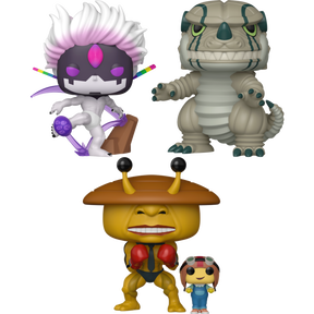 Funko Pop! Dandadan - Evil Eye, Kaiju & Dover Demon with Chiquitita - Bundle (Set of 3) - Real Pop Mania