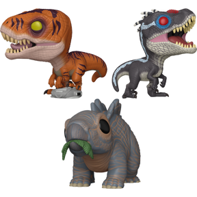 Funko Pop! Jurassic Park - Alpha Raptor, Baby Stegosaurus & Tiger Raptor - Bundle (Set of 3) - Real Pop Mania