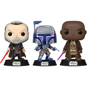 Funko Pop! Star Wars - Count Dooku, Mace Windu & Jango Fett (Retro) - Bundle (Set of 3) - Real Pop Mania