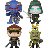 Funko Pop! Total War: Warhammer 40,000 - Ultramarines Captain, Astra Militarum Commisar, Ork Nob & Aeldari Ranger - Bundle (Set of 4)