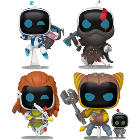 Funko Pop! Astro Bot - Astro, Dad of Boy, Machine Hunter & Tooled-Up Mechanic - Bundle (Set of 4)