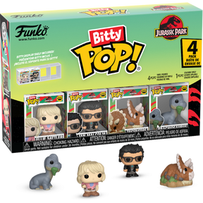 Funko Bitty Pop! Jurassic Park - Ellie Sattler, Ian Malcolm, Triceratops & Brachiosaurus -4-Pack - Real Pop Mania