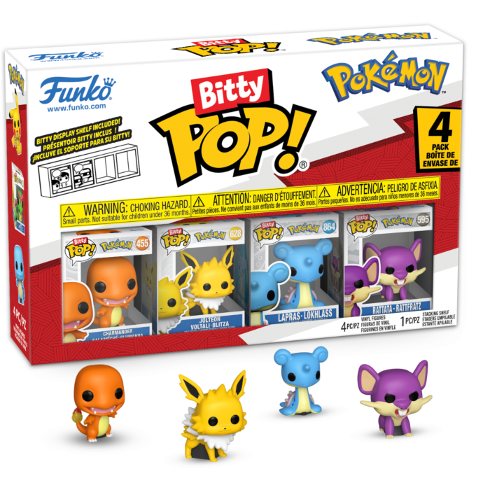 Funko Pop! Pokemon - Charmander, Jolteon, Lapras, & Rattata Bitty - 4 Pack