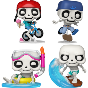 Funko Pop! Skeleton Summer - Bike Rider Skully, Skater Skully, Swimmer Skully & Surfer Skully - Bundle (Set of 4) - Real Pop Mania