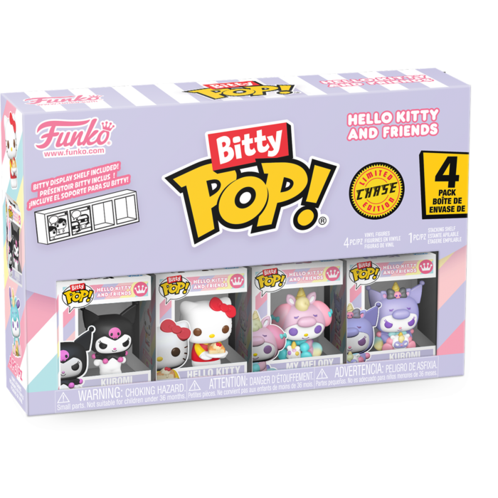 Funko Pop! Sanrio - Kuromi, Hello Kitty, My Melody (Unicorn) & Mystery Chase Bitty - 4 Pack