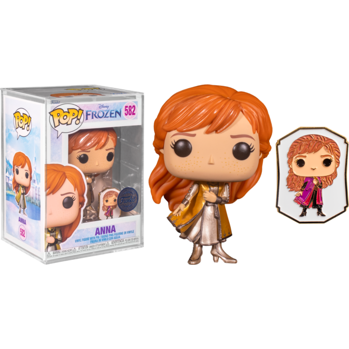 Funko Pop! Frozen - Anna Gold Ultimate Princess with Enamel Pin in Acrylic Pop! Protector #582