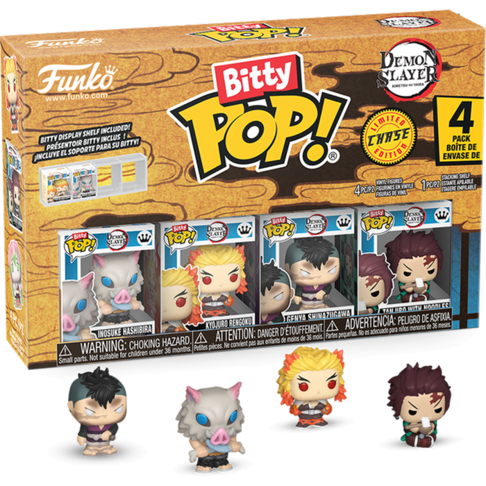 Funko Bitty Pop! Demon Slayer - Inosuke Hashibira, Kyojuro Rengoku, Genya Shinazugawa - 4-Pack