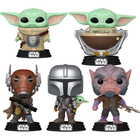 Funko Pop! Star Wars: The Mandalorian & Grogu (2026) - Mandalorian, Grogu, Mercenary Guard Droid, Zeb & Grogu in Pram - Bundle (Set of 5) - Real Pop Mania