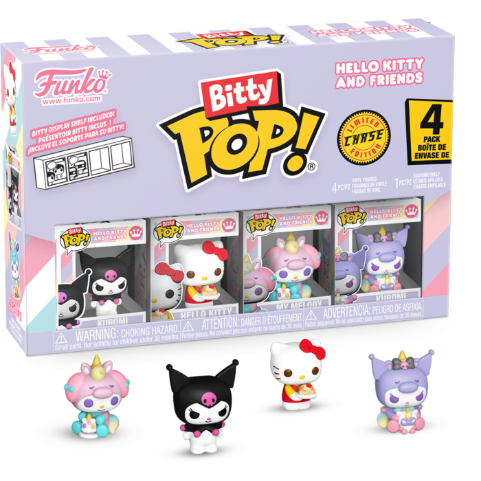 Funko Pop! Sanrio - Kuromi, Hello Kitty, My Melody (Unicorn) & Mystery Chase Bitty - 4 Pack