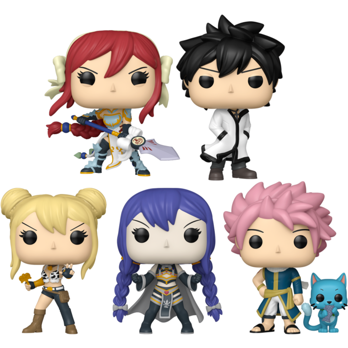Funko Pop! Fairy Tail: 100 Year Quest - Erza, Gray, Lucy, Wendy & Natsu with Happy - Bundle (Set of 5) - Real Pop Mania