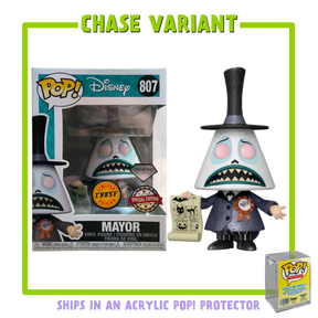 Funko Pop! The Nightmare Before Christmas - Mayor with Megaphone Diamond Glitter - in Acrylic with Pop! Protector #807 - Chase Variant
