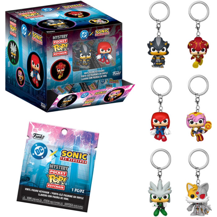 Funko Pocket Pop! Keychain -Justice League x Sonic the Hedgehog - Mystery (Display of 12) - Real Pop Mania