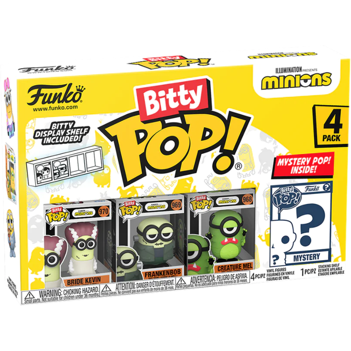 Funko Pop! Minions - Bride Kevin, Frankenbob, Creature Mel & Mystery Bitty - 4 Pack