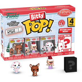 Funko Pop! Rudolph the Red-Nosed Reindeer (1964) - Charlie-in-the-Box, Rudolph, Misfit Elephant & Mystery 60th Anniversary Bitty - (4 - Pack)
