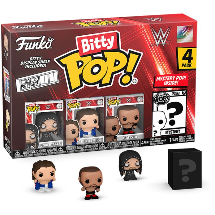 Funko Pop! WWE - Undertaker, British Bulldog, Batista & Mystery Bitty Series 04 - (4 Pack)