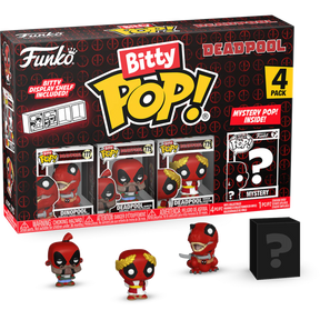 Funko Pop! Deadpool - Dinopool, Deadpool (Barista), Deadpool (Roman Senator) & Mystery Bitty - 4-Pack