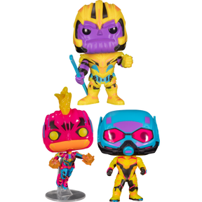 Funko Pop! Marvel: Blacklight - Thanos, Captain Marvel & Ant-Man Blacklight - Bundle (Set of 3)