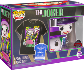Funko Pop! Batman (1989) - The Joker with Megaphone Metallic #403 & T-Shirt Box Set