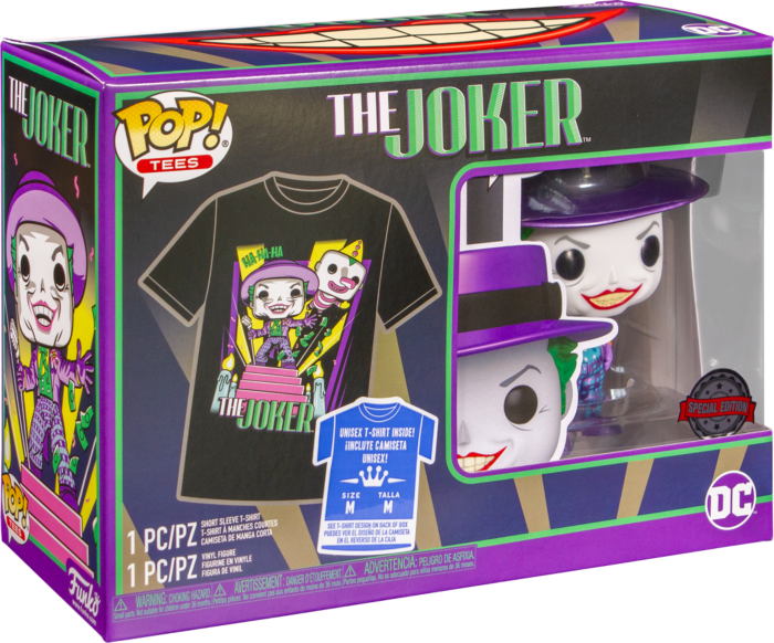 Funko Pop! Batman (1989) - The Joker with Megaphone Metallic #403 & T-Shirt Box Set