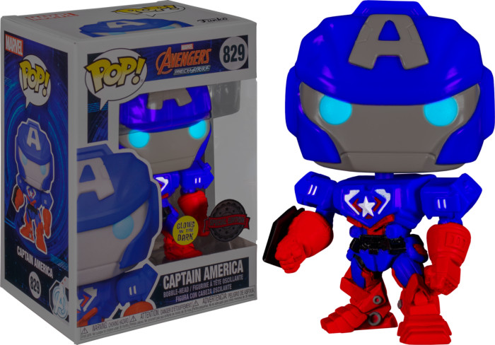 Mech Captain Real Funko Pop! Avengers Mech Strike - Captain America Mech Glow in the Dar