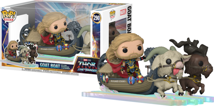 Funko Pop! Rides - Thor 4: Love and Thunder - Thor, Toothgnasher & Toothgrinder with Goat Boat #290 - Real Pop Mania