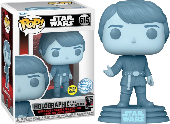 Funko Pop! Star Wars Episode VI: Return of the Jedi - Holographic Luke Skywalker 40th Anniversary Glow in the Dark #615